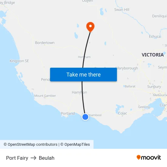 Port Fairy to Beulah map