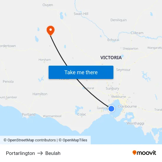 Portarlington to Beulah map