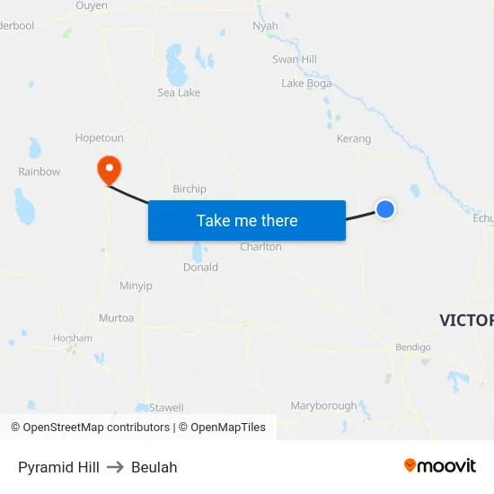 Pyramid Hill to Beulah map