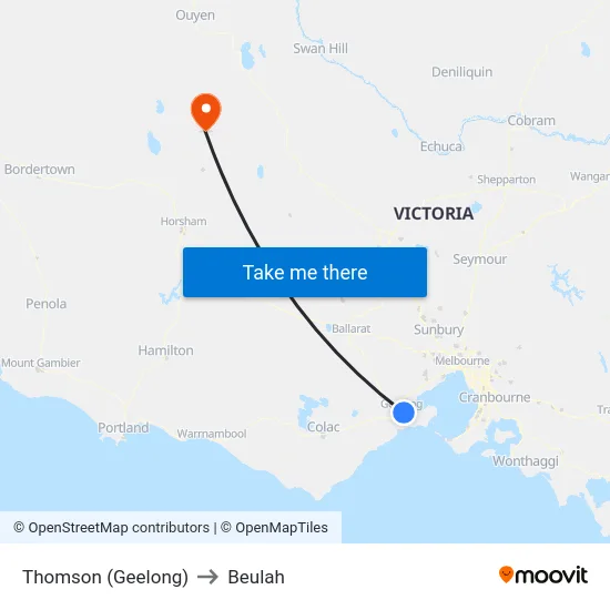Thomson (Geelong) to Beulah map