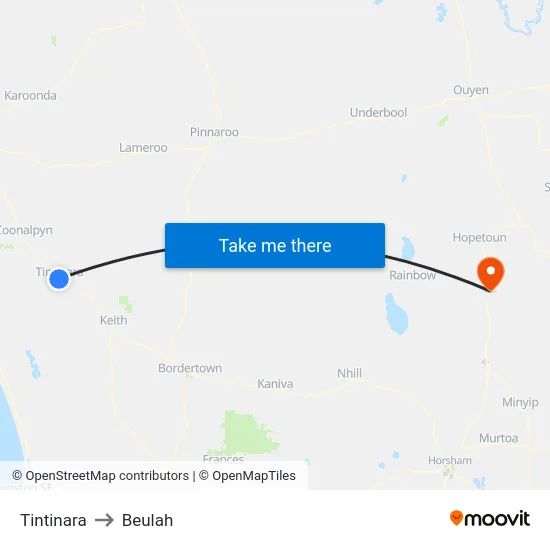 Tintinara to Beulah map