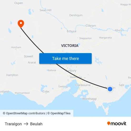 Traralgon to Beulah map