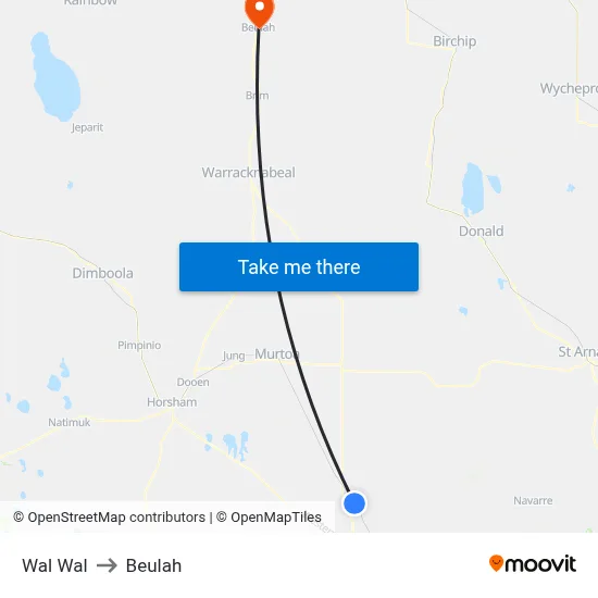 Wal Wal to Beulah map
