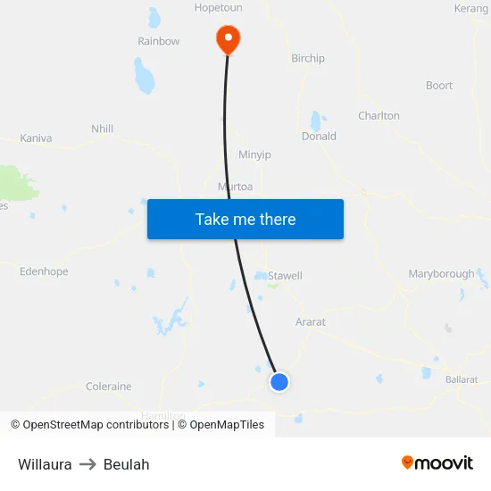 Willaura to Beulah map