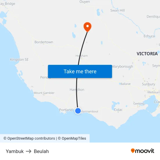Yambuk to Beulah map