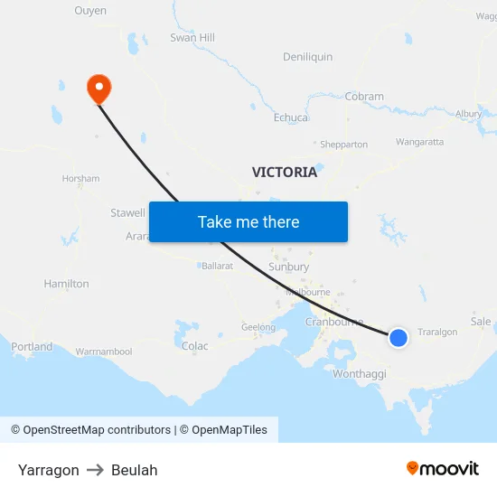 Yarragon to Beulah map