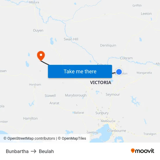 Bunbartha to Beulah map