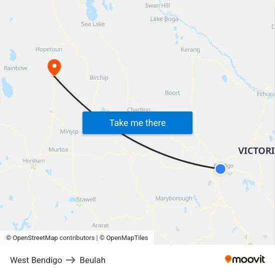 West Bendigo to Beulah map