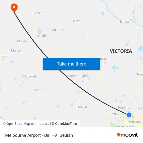 Melbourne Airport - Bal to Beulah map
