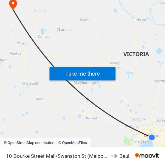 10-Bourke Street Mall/Swanston St (Melbourne City) to Beulah map