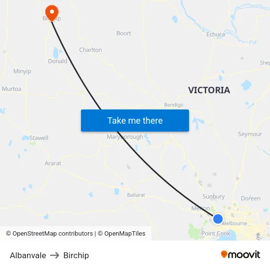 Albanvale to Birchip map
