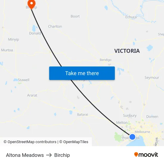 Altona Meadows to Birchip map