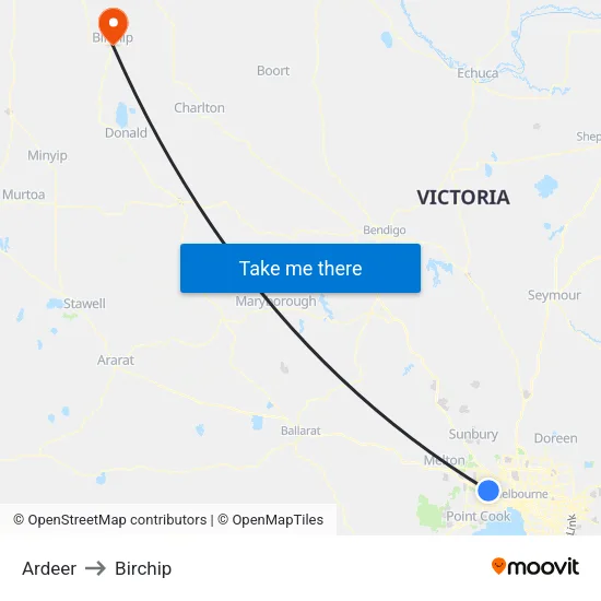 Ardeer to Birchip map