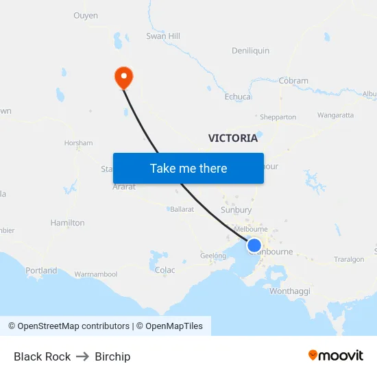 Black Rock to Birchip map