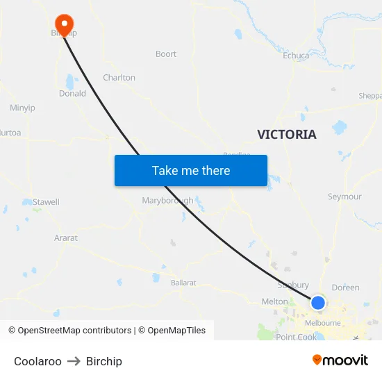 Coolaroo to Birchip map