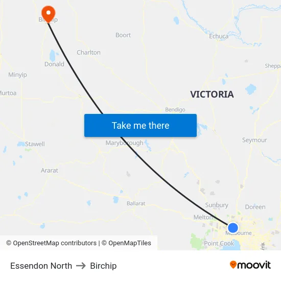 Essendon North to Birchip map