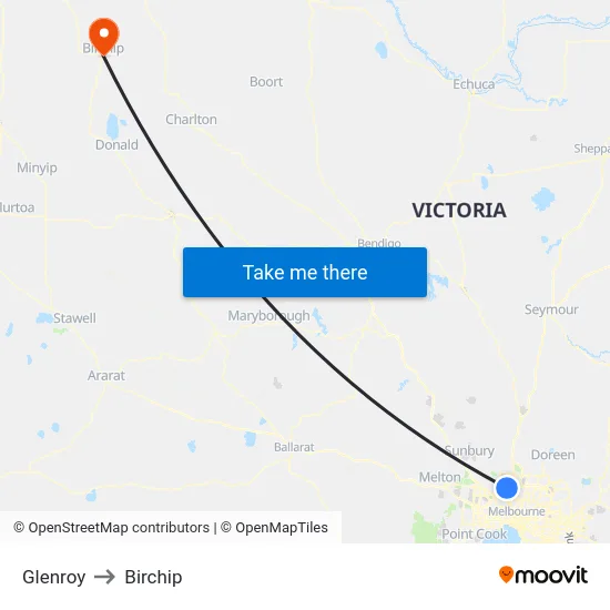 Glenroy to Birchip map