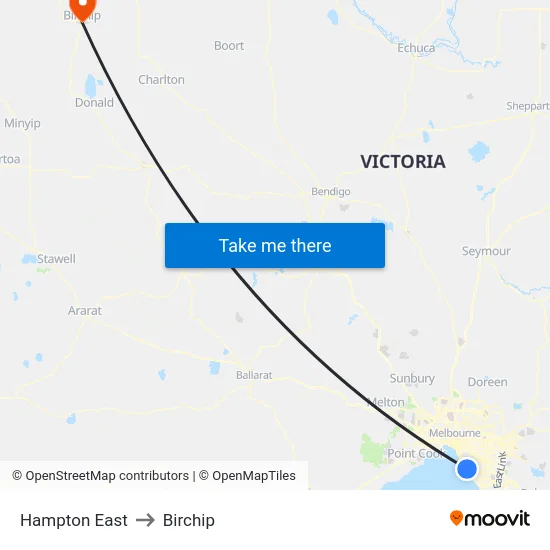 Hampton East to Birchip map