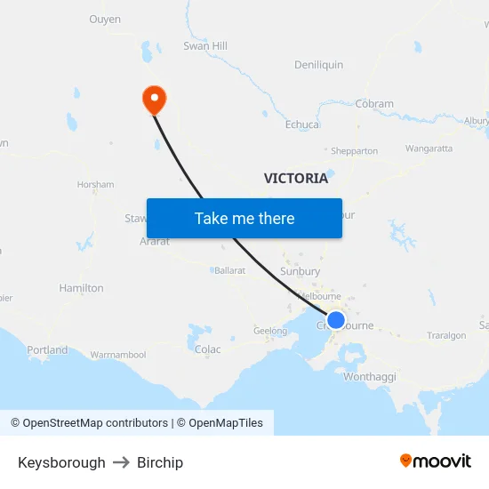Keysborough to Birchip map