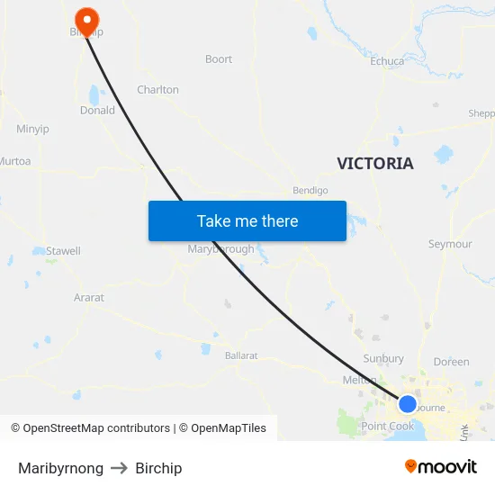 Maribyrnong to Birchip map