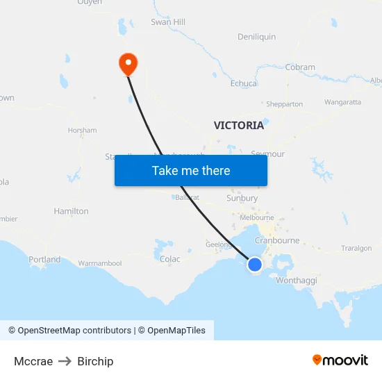 Mccrae to Birchip map