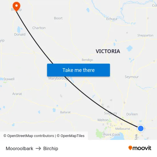 Mooroolbark to Birchip map