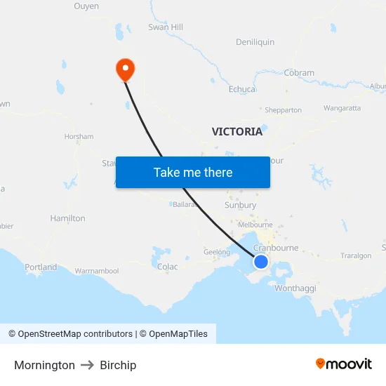 Mornington to Birchip map