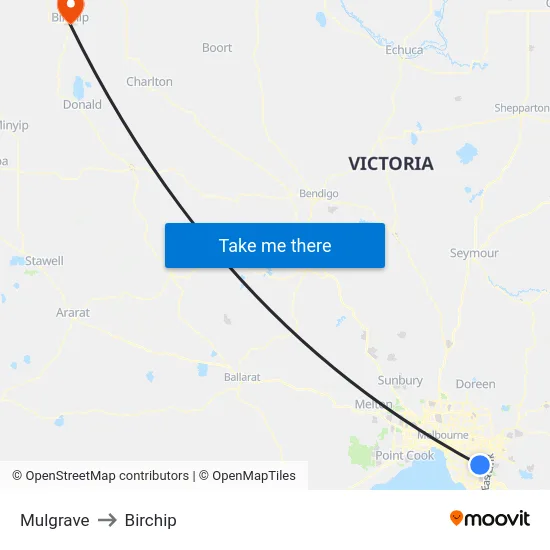 Mulgrave to Birchip map