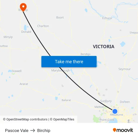 Pascoe Vale to Birchip map