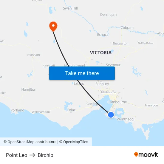 Point Leo to Birchip map