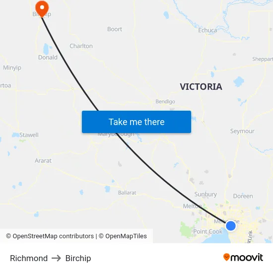 Richmond to Birchip map
