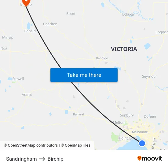 Sandringham to Birchip map