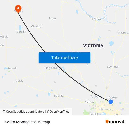 South Morang to Birchip map