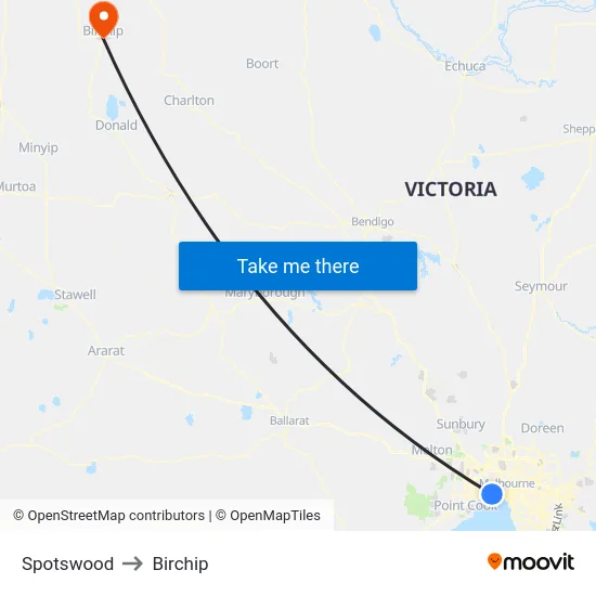 Spotswood to Birchip map
