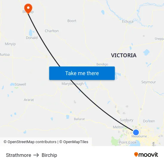 Strathmore to Birchip map