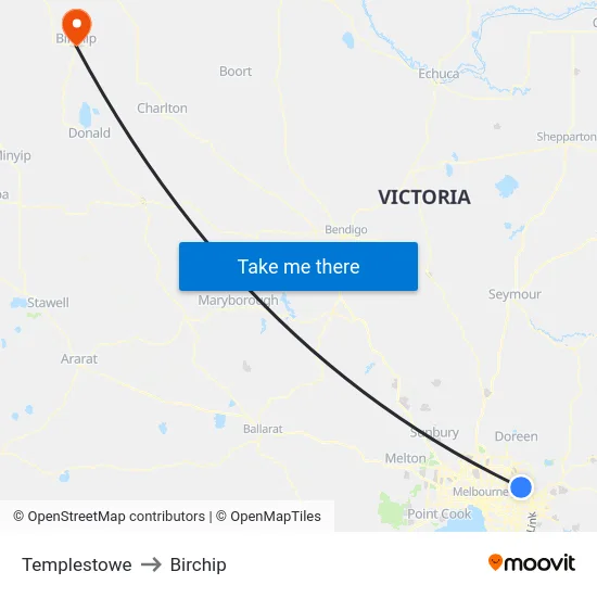 Templestowe to Birchip map