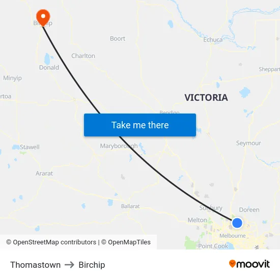 Thomastown to Birchip map