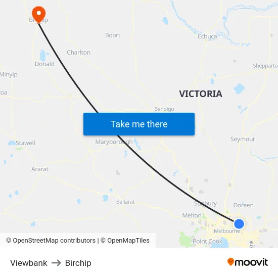 Viewbank to Birchip map
