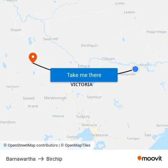 Barnawartha to Birchip map
