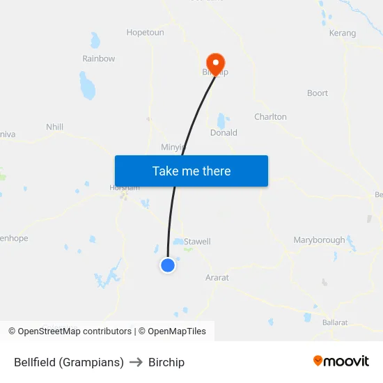 Bellfield (Grampians) to Birchip map