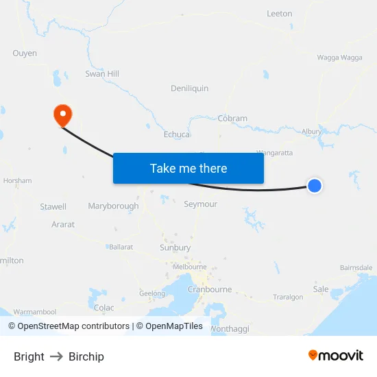 Bright to Birchip map