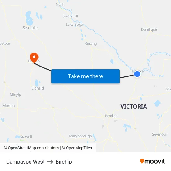 Campaspe West to Birchip map