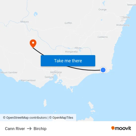 Cann River to Birchip map