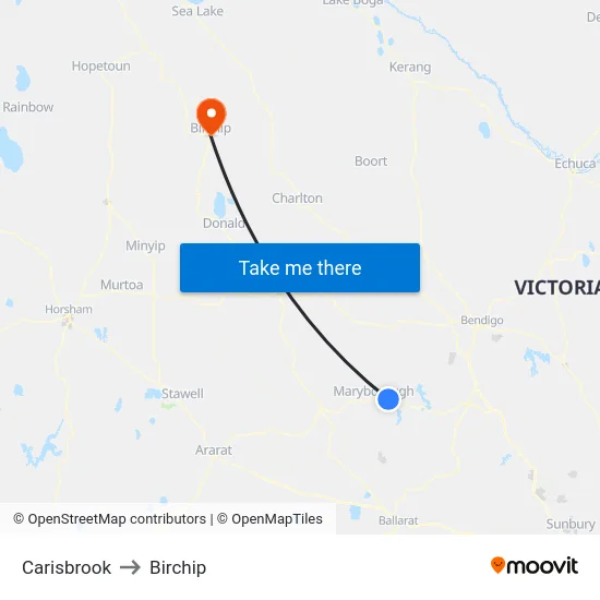 Carisbrook to Birchip map