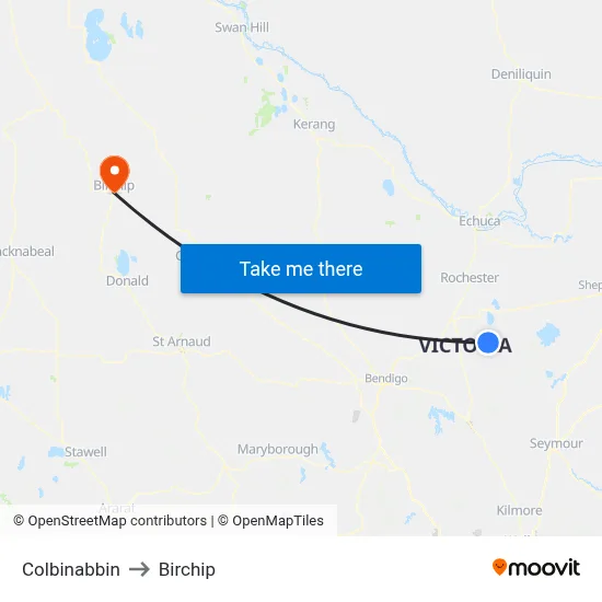 Colbinabbin to Birchip map