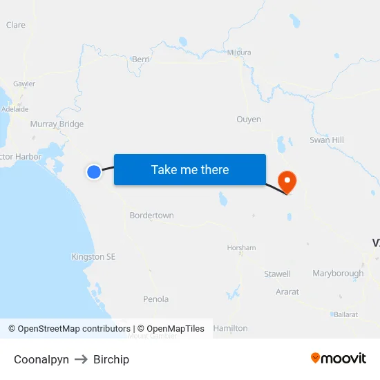 Coonalpyn to Birchip map
