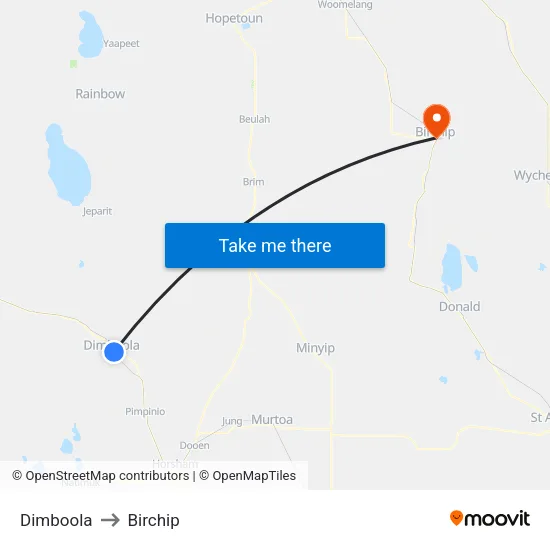 Dimboola to Birchip map