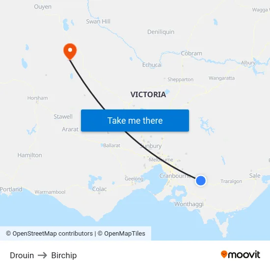 Drouin to Birchip map