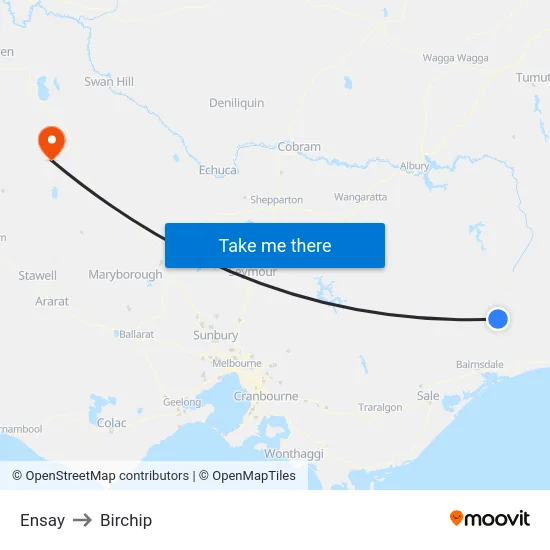 Ensay to Birchip map