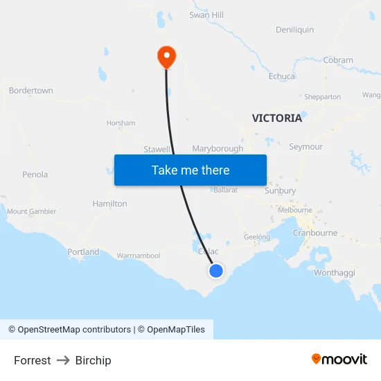 Forrest to Birchip map